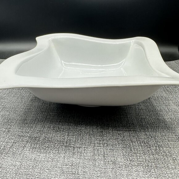 SIMPLE DINING Square Wavy Serving Bowl White Porcelain New Wave Modern Style 7.5 - Picture 4 of 12
